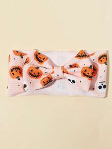 1pc Halloween Pumpkin & Bat Print Bow Headband For Baby Girls - Multicolor - View 11
