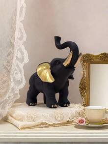 2pcs/1pc Gold Elephant Ornaments, Resin Animal Statue Arts And Crafts, Home Decoration Ornaments, Living Room Desktop, Office Desktop Layout, Winter Christmas And New Year Decoration Best Gift Birthday.