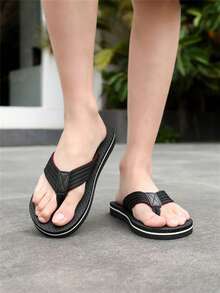 Men's Summer New Casual Thong Sandals, Versatile, Thick Sole, Comfortable, Breathable, Durable, Outdoor Beach Flip Flops