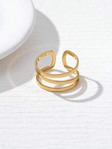 1pc Minimalist Open Band Copper Ring - Yellow Gold - View 4