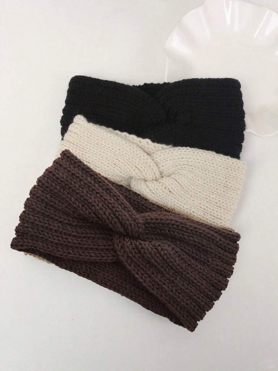 1/3pcs Women Multicolor Knitted Casual Warm Comfortable Headband, Suitable For Daily Use Fall Hair Accessories Autumn Women Bandana Sport Sweatband Yoga Hair Wrap Workout Winter Hair Band For Vacation Outfits Woman Elegant Scarf - Multicolor - View 1