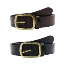 1 Piece Of Men's Alloy Japanese Buckle Antique Belt, Men's Soft Leather Youth Perforated Copper Needle Buckle