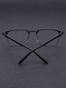 1pc Men's Metal Half-Frame Business Retro Non-Prescription Glasses, Suitable For Daily Wear, Playing Computer Games, Office Work - màu đen - Xem 7