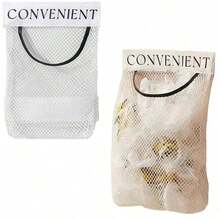 1 Sticky Wall-Mounted Mesh Storage Pocket – Multi-Use Organizer For Laundry (Bathroom/Dorm/Hotel), Socks (Bedside), & Bags (Kitchen/Grocery), Portable Drawer-Style Dispenser For Reusable Bags - White - View 5