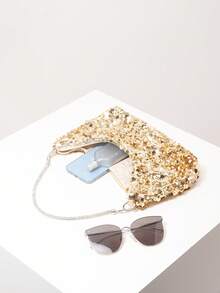 Túi đeo vai đính sequin hoa, Túi dự tiệc cưới, Túi dạ hội, Phụ kiện dạ hội, Túi xách cao cấp, Đồ cưới, Túi thanh lịch dành cho nữ (Mẫu ngẫu nhiên), Sequin - Vàng - Xem 6