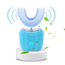 Cepillo de dientes inalámbrico en forma de U con luz de blanqueamiento dental ultrasónica de 360 grados, de silicona, eléctrico y automático