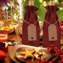 6/12pcs Premium Coarse Linen Wine Bags With Gift Tags, Reusable Wine Gift Bags With Drawstring, Wine Bottle Bags For Wedding, Birthday, Wine Tasting, Christmas, Party, Home Storage