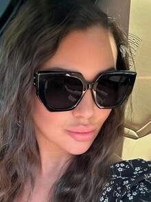 Gafas de moda con marco grande poligonal asimétrico, de estilo retro. Gafas multifuncionales personalizadas para mujer con marco completo y patrón geométrico Y2K, adecuadas para uso diario y decoración durante vacaciones y viajes