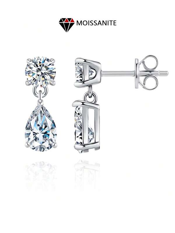 LOVESSOM زوج من أقراط الموسانيت بشكل قطرة الماء عيار 925 بقيراط 1.5 * 2، بتصميم بسيط وأنيق، مناسب للرجال والنساء، مناسب للأعراس والمناسبات الخاصة كالأعياد والمناسبات العائلية والسفر والمواعيد والحفلات وعيد الأم وعيد الأب وعيد الفصح وأعياد الميلاد والذكرى السنوية