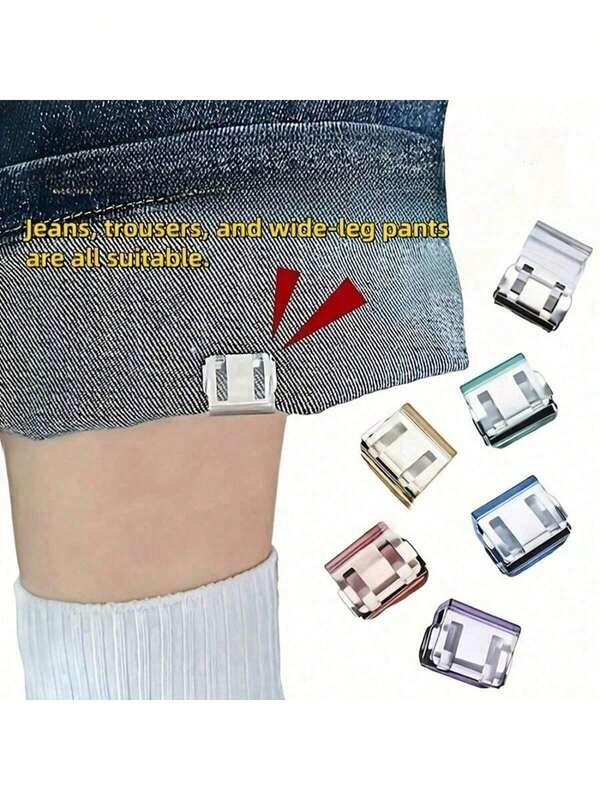 10-1pc Invisible Leg Shortening Clips, Anti-Slip Pants Edge Clips, No-Sew Hidden Buckle For Leg Closure, Anti-Towling Pants Hem Fixing Device, Pants Hem Fixing Clip, Perfect For Tailored Clothing,Suitable For Cuffs, Clothing Corners, Leg Shortening, Anti Slip, Clothing - Multiple Colors