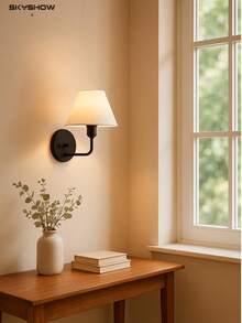 SKYSHOW Aurora Retro Wall Sconce For Bedroom Living Room Hallways Decorative Bivolt Lampshade - Mái vòm trắng đế đen - Xem 5