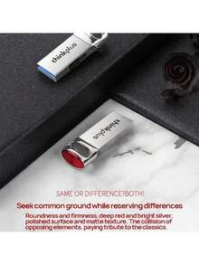 Lenovo Almacenamiento USB TU301 Gran capacidad de almacenamiento Resistente al agua y a los golpes Pequeño y mini, fácil de llevar Textura de metal Fuerte compatibilidad - Plata brillante - Ver 2