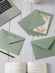 10pcs/30pcs/50pcs Envelopes Suitable For Wedding Invitations, Greeting Cards, Birthday Invitations,Christmas,Simple, Fresh And Artistic Invitation Envelope Stationery, Suitable For Valentine's Day, Graduation Season, Weddings, Parties And Gatherings To Invite Friends, Family And Best Friends,It Is Also Applicable To Festivals Such As Christmas, New Year's Day And Valentine's Day - Green - View 2