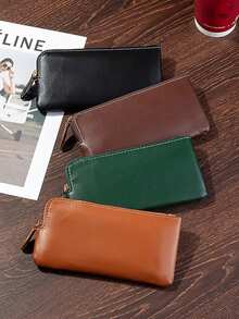 Retro Long Zipper Wallet Women's Long Clutch Wallet With Multiple Card Slots Business Style Card Holder Simple Design For WoMen Wallet Purse Wallet Long Wallet - Multicolor - View 3