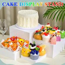 5-Sided Acrylic Food Display Stand, Hollow Bottom, Suitable For Buffet, Brunch, Wedding, Party - White - View 7