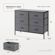 OLIXIS 6 Drawers Storage Organizers Units, Closet Organizers And Storage For Clothes, Fabric Storage Drawer TV Stand For Living Room, Chest Of Dresser In 38.2"D X 13.8"W X 30"H, Grey - 灰色 - 查看 4