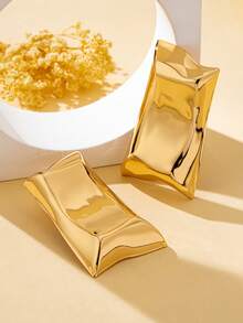 1 Pair Retro Elegant Geometric Shaped Earrings, Stainless Steel Material, Titanium Alloy Earring Hooks, Fashionable Large Dangle Earrings, Suitable For Daily Wear, Novel And Distinctive. - Golden Rectangle - View 5