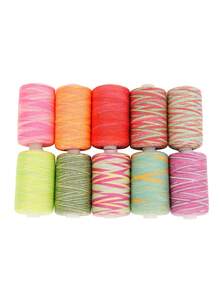 10 件彩虹色杂色涤纶缝纫机线，通用线，每件 1000 码，适用于手工缝纫、绗缝、刺绣和缝纫机使用 - 10色 - 查看 11