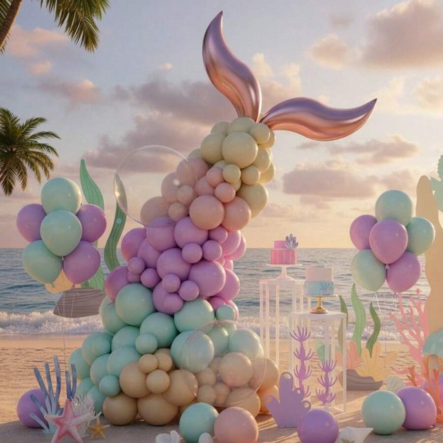 Ballon Girlanden Bogen Set, Meerjungfrau Themen Party Dekorationen, Geburtstags Party Dekorationen, Weihnachts Dekorationen, Heim Dekorationen, Klassenzimmer Dekorationen, Hintergrund Layouts, Innen Dekorationen, Party Dekorations Zubehör - Verschiedenfarbig - Übersicht 1