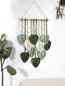 1pc Handmade Woven Leaf Tapestry, Bohemian Style Home Wall Decor