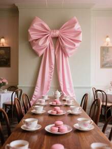 1 pièce Grand nœud papillon coquette pour décor de fond de salle d'anniversaire, décoration murale. Ruban géant à suspendre, décoration murale coquette, accessoire photo parfait pour la décoration de douche de bébé, mariage et fête. 50 cm/19,69 pouces