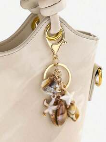 1pc Unisex Natural Dual-Tone Seashell Keychain, Cloud Spiral Shell & Starfish Pendant, Summer Beach Series Gift For Friends, Keychain Accessory - Nhiều màu - Xem 3