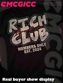 EMCGICC RICH & MONEY Series,Y2K Style, Laughing Little Girl....Double-Sided Printing Fashionable Cotton Men's T-Shirt, Multi-Color Optional, Surprise Gift For Friends And Family, Christmas Drop Shoulder Sleeves Round Neck - màu đen - Xem 3