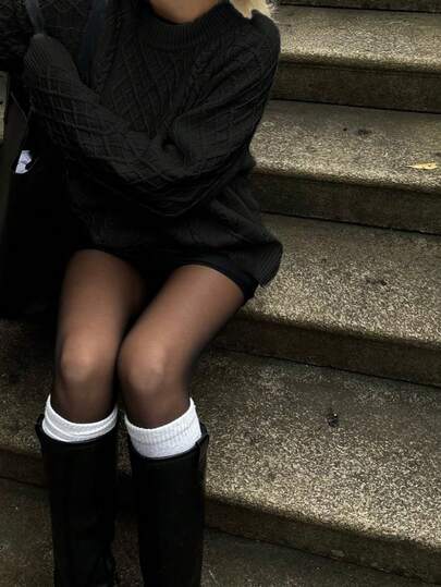 Women's Simple Casual Solid Color Crew Neck Loose Knit Sweater, Textured Knitwear, Suitable For Christmas, Spring Break, Valentine's Day, Elegant Dress