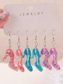A Pair Of Crystal Shoes For Princesses, Resin Earrings, Princess Dresses, And Cute Party Decoration Accessories