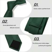 Conjunto de 3 peças de gravatas formais de cor sólida e prendedores de gravata de bolso para homens, para pais, maridos, namorados, padrinhos, padrinhos e todos os entes queridos - Azul marinho - Ver 8