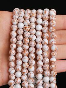 15 Inch 4/6/8/10/12mm Natural Stone Round Beads, Turquoise/White Turquoise/Blue Turquoise, Protective Energy/Prosperity/Chakra Healing Stones, For DIY Jewelry Making/Bracelets/Necklaces And Craft Accessories