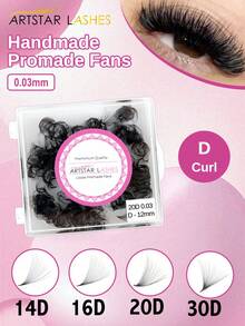 Độ cong: D 14D/16D/20D/30D/40D Mi giả Pramde màu đen 0.03mm, làm thủ công, dạng chùm rời, 500 chùm - D - Xem 1