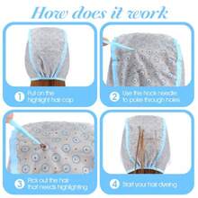 Hair Highlight Cap Blue Hair Highlighting Cap Kit Coloring Frosting Dye Kit With Plastic Crochet Hook Highlight Caps For Salon DIY Dyeing Hairdressing