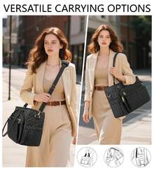 Teacher Tote Bag 15.6 Inch Laptop Bag For Women Work Bag Laptop Tote Nurse Bag Professional Computer Messenger Bag, Laptop Briefcase For Office, College, Nursing, Large Utility Tote Messenger Shoulder Bag, Best Teachers Day Gift ﻿ - 黑色 - 查看 4