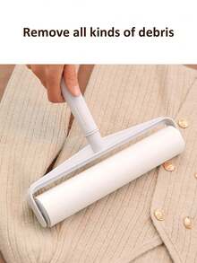 带纸芯的超粘粘毛滚筒 - 9.45 英寸和 7.48 英寸对角撕扯设计，适用于地板、地毯、沙发和床上的宠物毛发/灰尘（符合人体工程学的长手柄、内置挂钩、防弯曲清洁工具、多表面织物剃须刀）