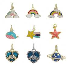 1pc Copper Dreamlike Pendant Collection, Rainbow, Star, Planet Elements Crafted Fairy Tale Style Jewelry Accessories, Necklace & Bracelet Charms