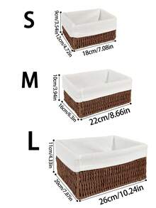 3件套/1件手工编织藤条桌面收纳篮，可收纳化妆品、钥匙、零食，适用于客厅、卧室、书房和办公室桌面，家居装饰收纳篮，情人节礼物
