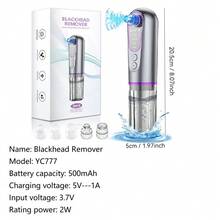 电动去黑头仪器水循环深层清洁面部痤疮清洁工具 USB 可充电 500mAh - 灰色 - 查看 12