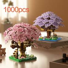 迷你樱花树屋积木、可拼搭积木、收藏品展示品、永生花、家居/办公室装饰、积木玩具、成人积木玩具、结婚礼物、节日礼物、生日礼物