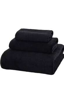 1 Piece Of Black Bath Towel, Polyester Fiber Rectangular Enlarged 80*160cm, Suitable For Male And Female Couples, Family Adults, Quick-Drying, Absorbent, Soft, Suitable For Bathroom, Hotel, Gym, Festival, Party, Pool, Beach Home Bathroom Decor Summer