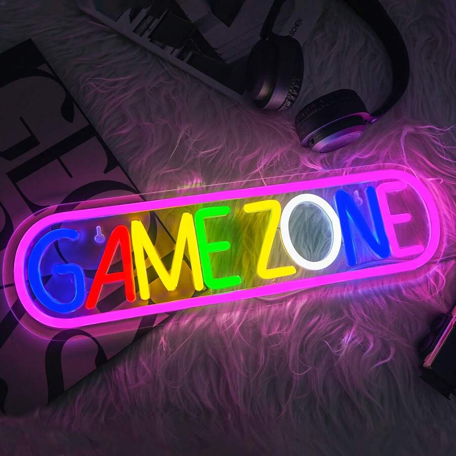 1-Piece Set Of Colored Neon Light Game Area Illuminated Light Sign, Personalized Lighting Plaque, USB Interface Indoor Lighting Lamp, Suitable For Neon Light Gifts In Internet Cafes, Bedrooms, Game Rooms, E-Sports Facilities, And Living Rooms - 遊戲區 - 查看 1