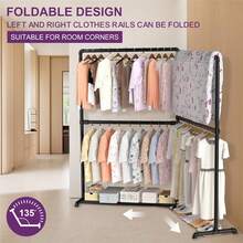 Clothes Rail For Bedroom, Clothing Rails Heavy Duty Clothes Racks For Hanging Clothes, Black - por defecto - Ver 4