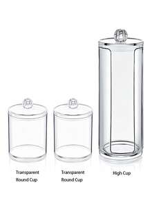 3pcs Makeup Pad Storage Jars, Round Transparent Bathroom Jars With Lids, Suitable For Makeup Pad, Cotton Swabs And Dental Floss Picks, Stackable Cosmetic Storage, Ideal For Bathroom, Beach Vacation, Bedroom And More, Large Capacity - Clear - View 15