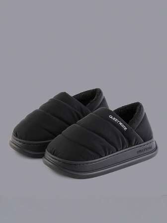 New Winter Home Slippers For Men, Closed Toe, Warm Thermal Lining, Indoor Outdoor Couple House Slippers,Fur Slippers