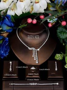 1 Set de joyería con diseño de gota de agua hueca con circonita cúbica, adecuado como regalo del Día de San Valentín para mujeres