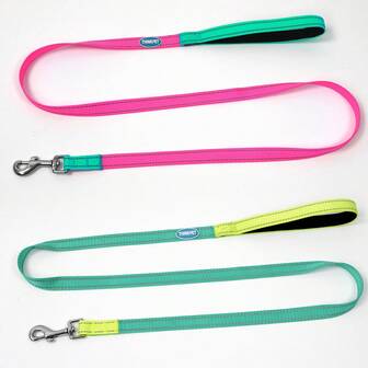 ThinkPet 1pc 84g Lightweight & Soft Handle Pet Leash, Metal Clasp, Anti-Shock Nylon Dog/Cat Leash With Reflective Strip, 150cm/59.05in, Suitable For Small/Medium/Large Dogs Outdoor Activities