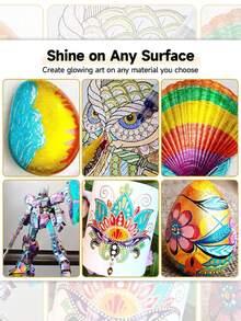 1 Set Of 9 Colors SHANDS Brand Glitter Paint Pens, Metallic Color Valve Control System, Suitable For Art Drawing, Graffiti, Journaling, Greeting Card Design, Stationery Writing & Correction, Providing Sparkling & Glittering Effects For Creative Expression, Great For Halloween, Birthday, Christmas, New Year, Winter Holidays, Christmas Decorations, Home Desk Accessories, Christmas Gifts, Autumn Home Decor