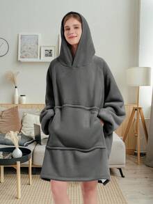 1 件大口袋连帽衫,可容纳宠物、热水袋和零食,加厚羊毛休闲电视毯宽松家居服,超大连帽毛毯运动衫,舒适温暖的羊毛毯,带袖子和大口袋,舒适的连帽毛毯可作为室内和室外的礼物 - 彩色 - 查看 10