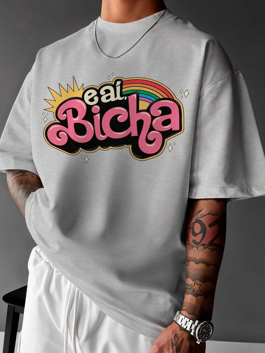 Basic T-Shirt EAI Bicha LGBT Premium Unisex Ref-3695 - 灰色 - 查看 1