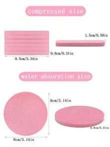 36/24/12/2Pcs Compressed Facial Sponge, Facial Cleansing Sponge, Suitable For Beauticians, Compressed Makeup Sponge, Round Face Washing Sponge, Compressed Exfoliating Makeup Remover Sponge For Women (Pink), Valentine's Day Gift, Christmas Gift